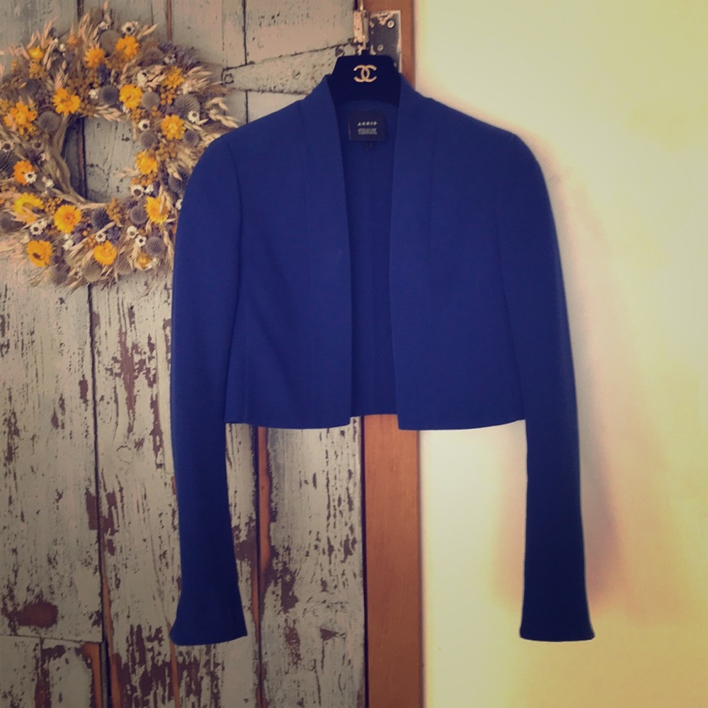 Akris cobalt blue crop jacket